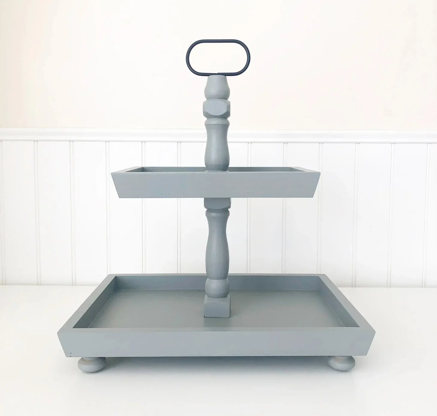 Farmhouse Gray Rectangle Tiered Tray – Extra Spacious