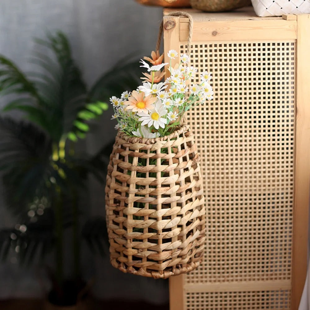 Gourd Grass Hand-woven Wall-mounted Basket Storage