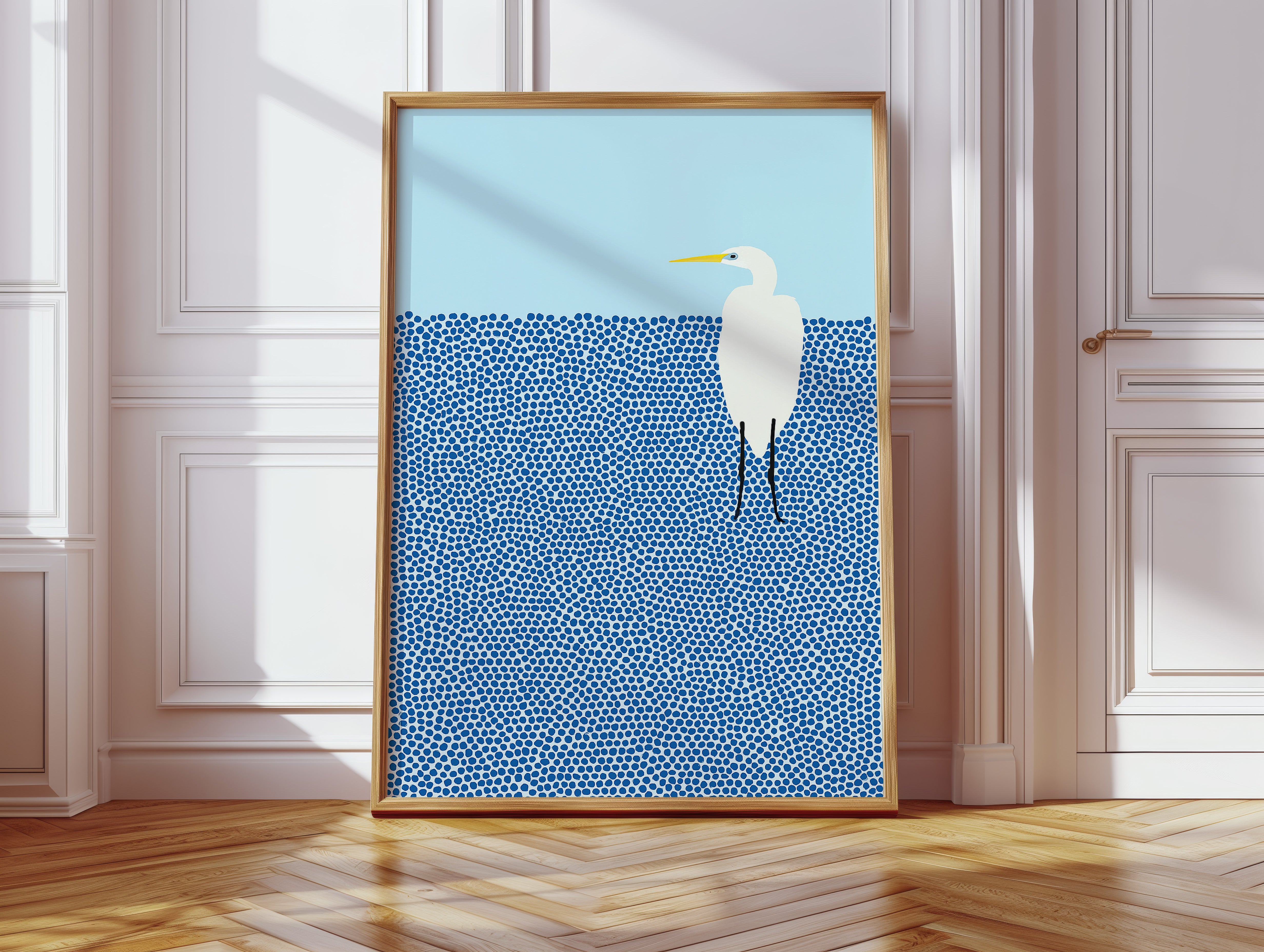 Egret in Blue Dotted Waters
