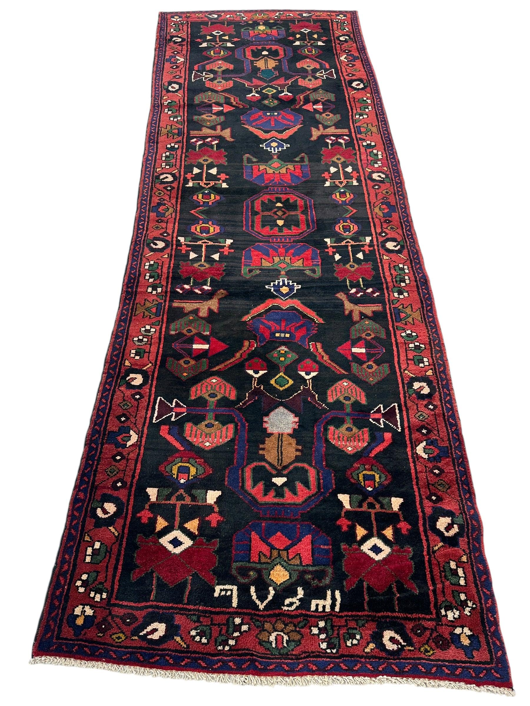 Hand-Knotted Persian Hamadan Runner - 3'6