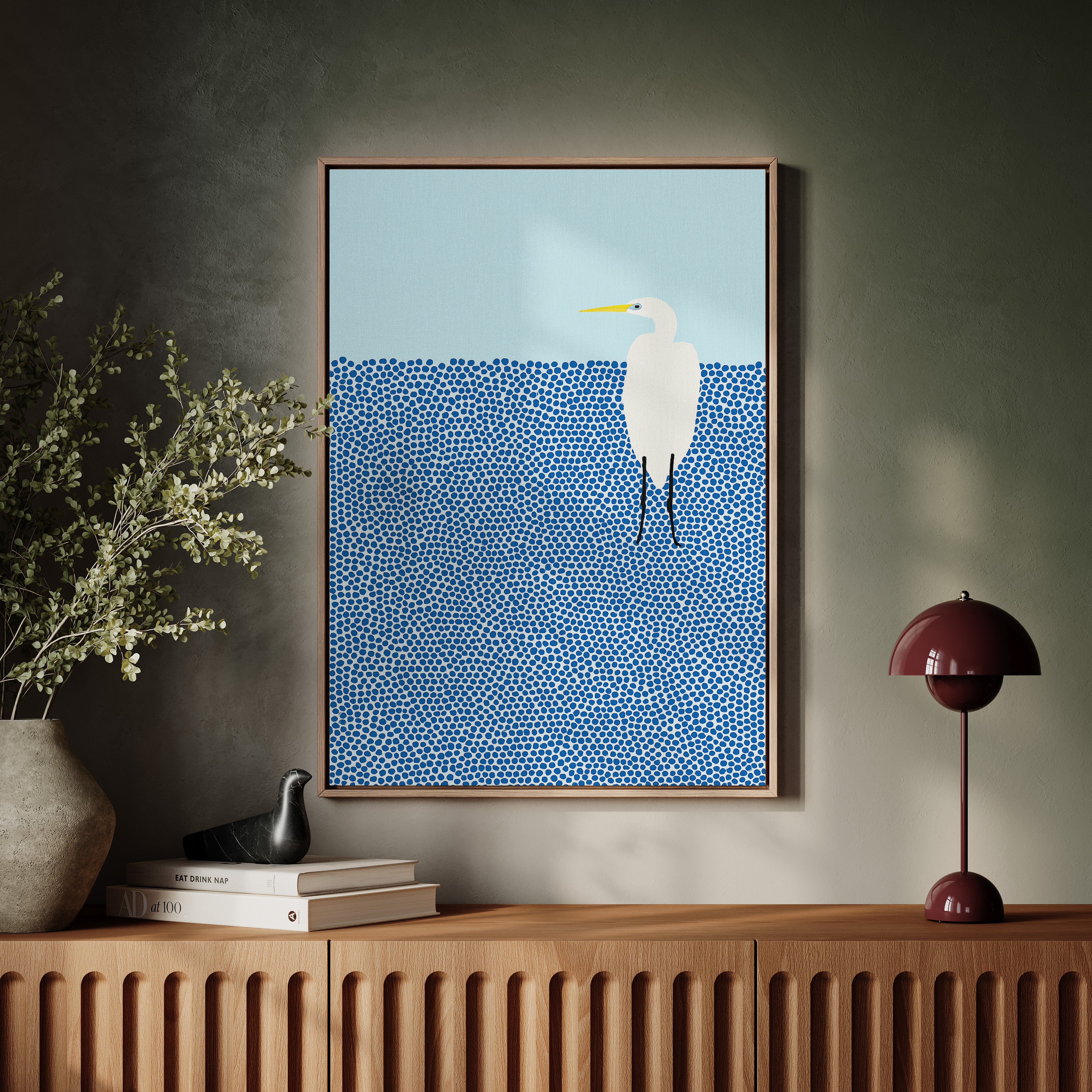 Egret in Blue Dotted Waters