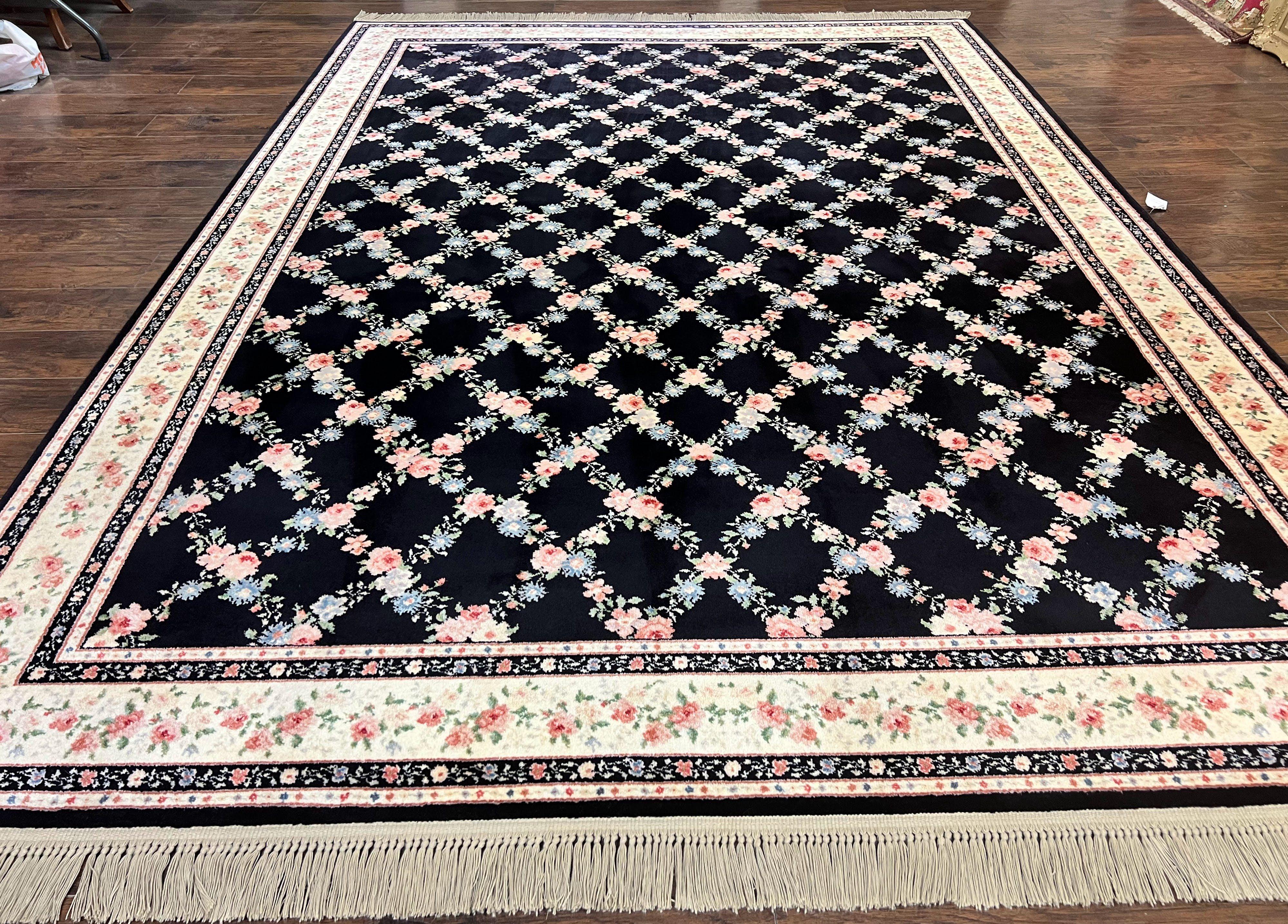 Karastan Rug 8.8 x 12, Garden of Eden #509/1270, Ebony Trellis, Vintage Discontinued Wool Pile Karastan Carpet