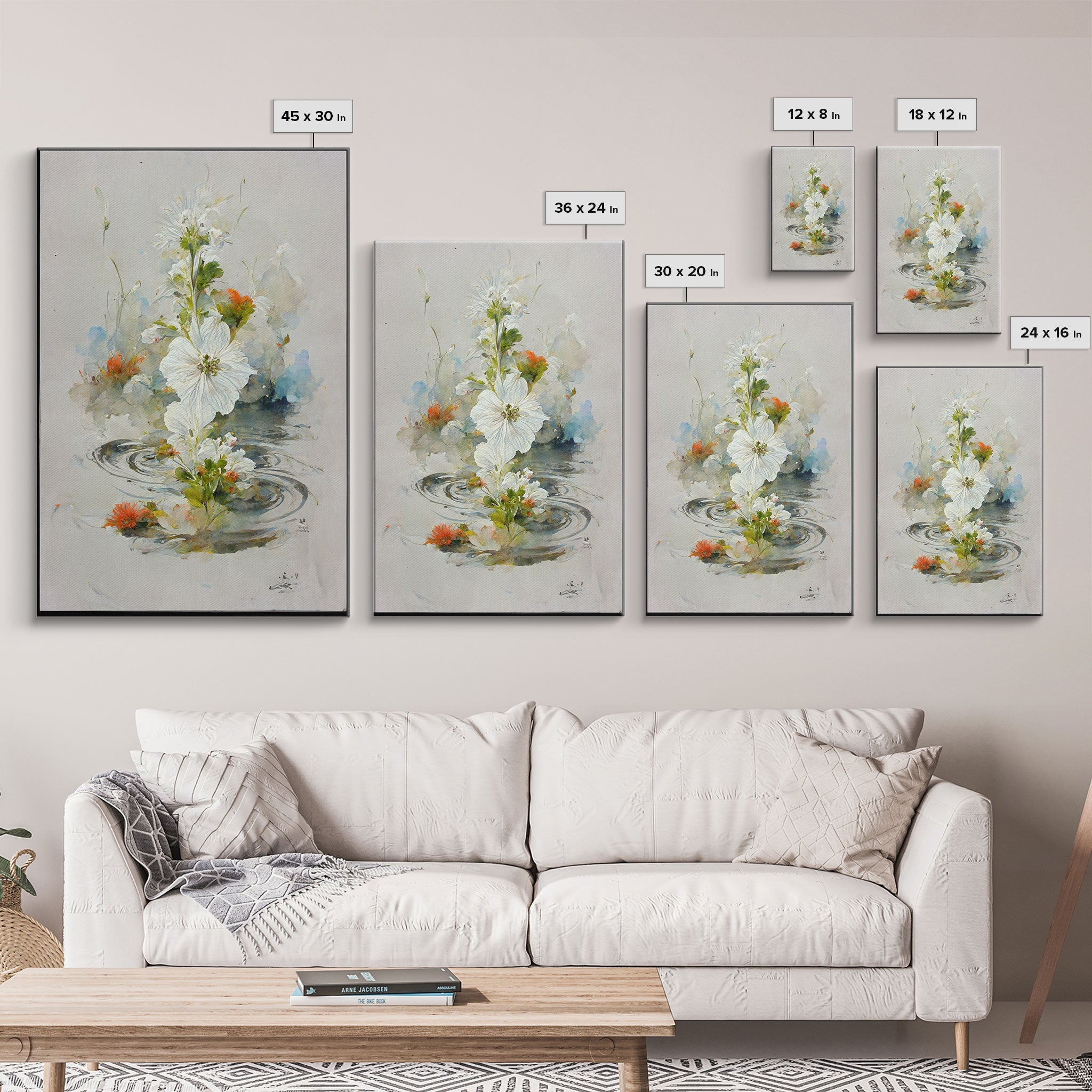 Flower Market Print, Botanical Wall Art, Floral Drawing Posters, Custom Wall Art, Canvas Print, Flower Pattern Wall Art