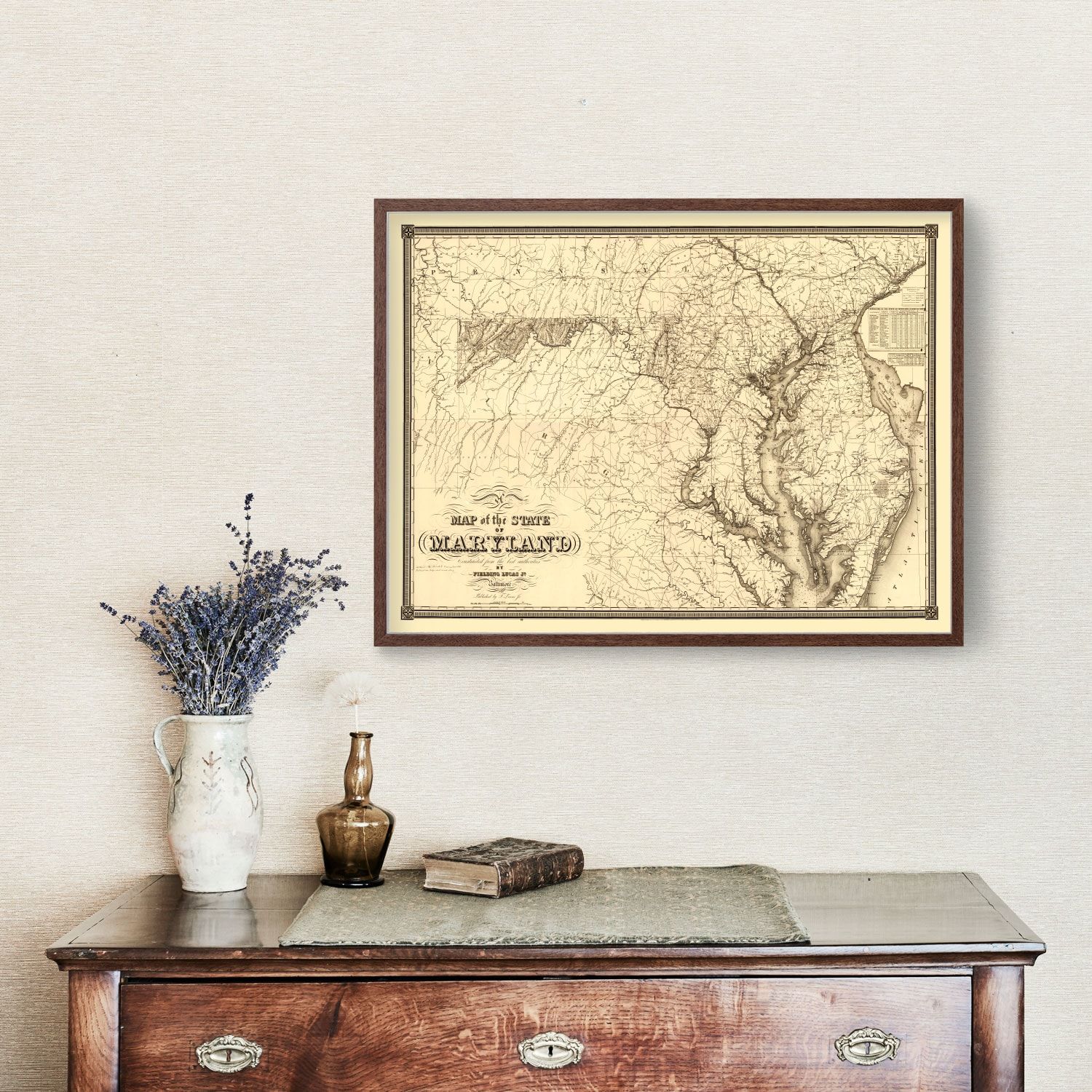 Vintage Map of Maryland 1841