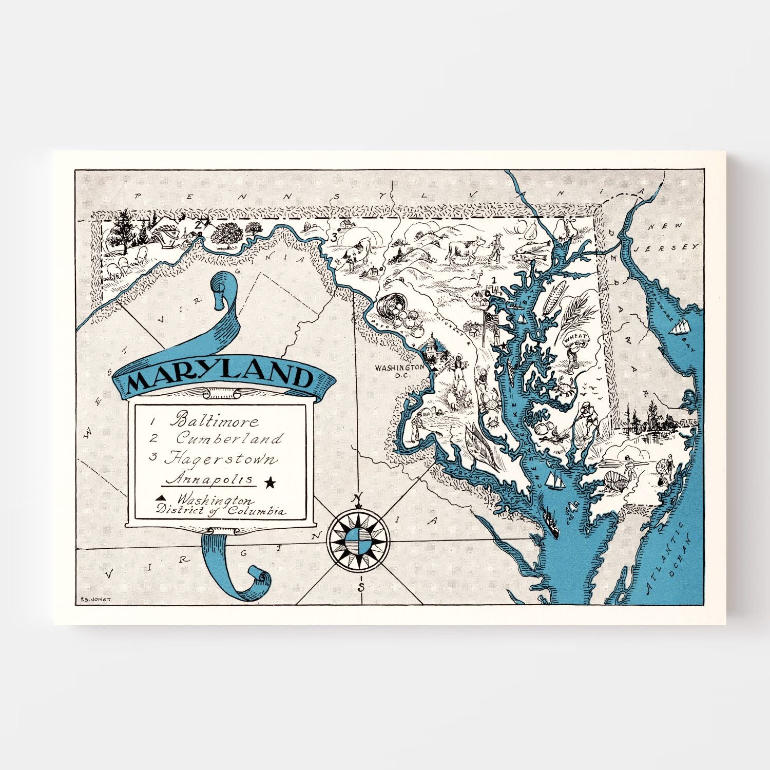 Vintage Map of Maryland 1931