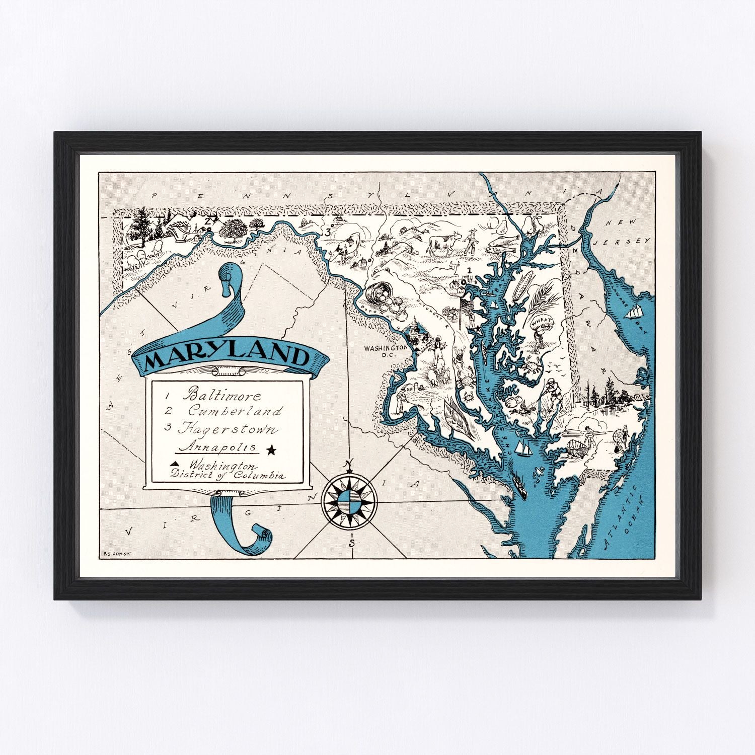 Vintage Map of Maryland 1931