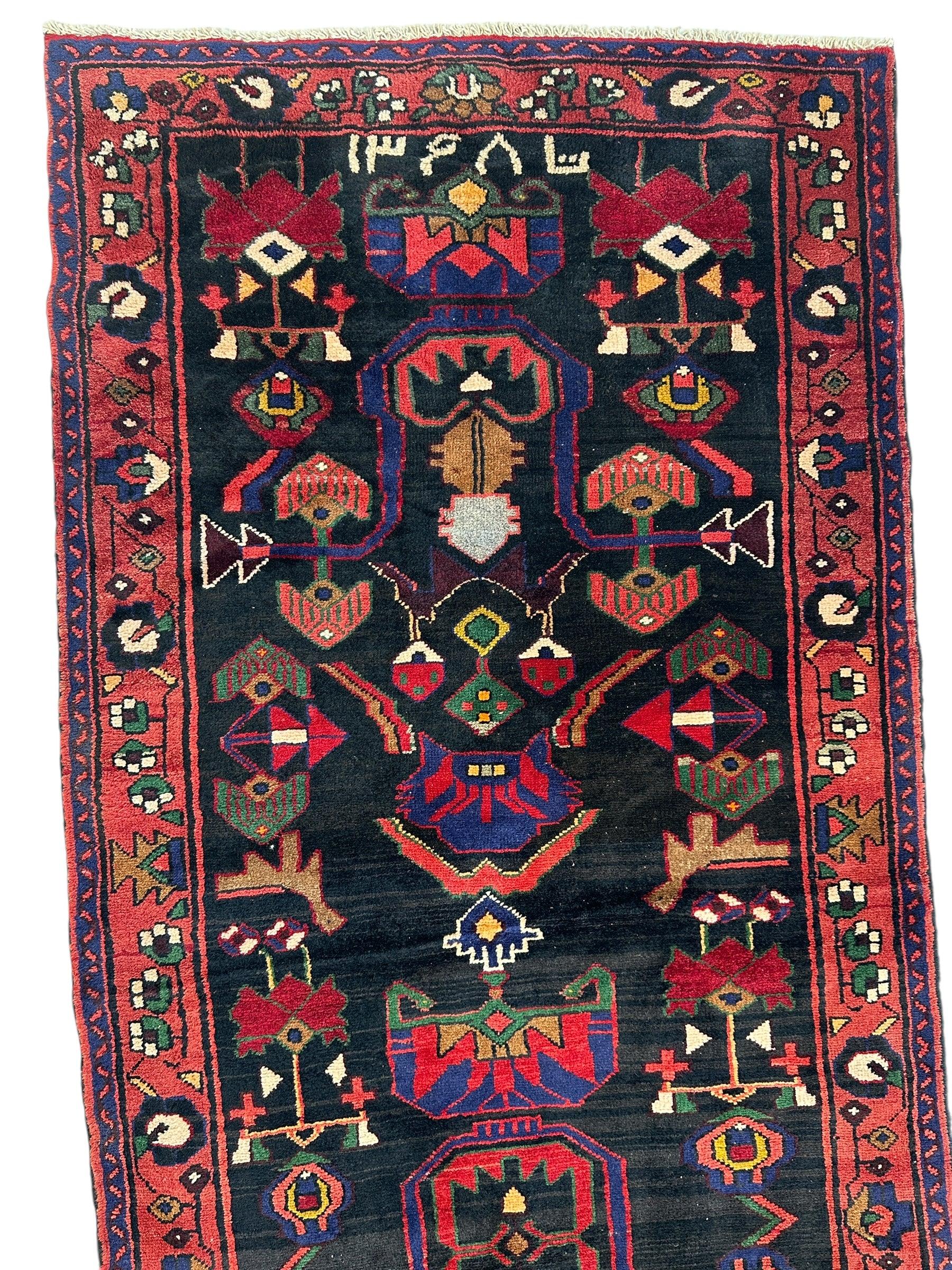 Hand-Knotted Persian Hamadan Runner - 3'6