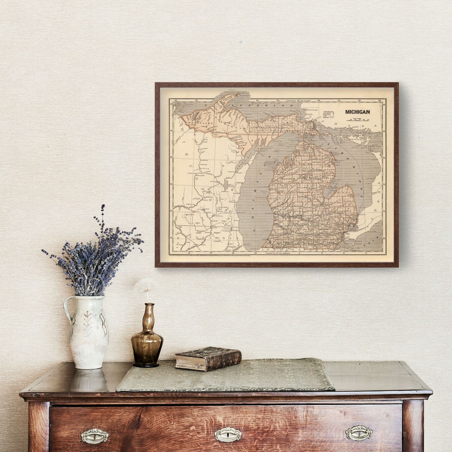 Vintage Map of Michigan 1842
