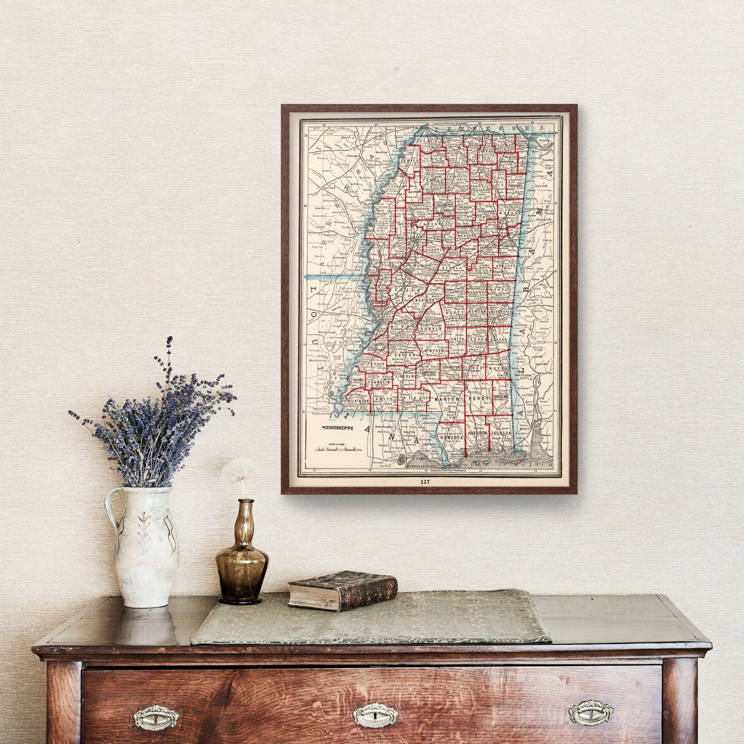 Vintage Map of Mississippi 1893