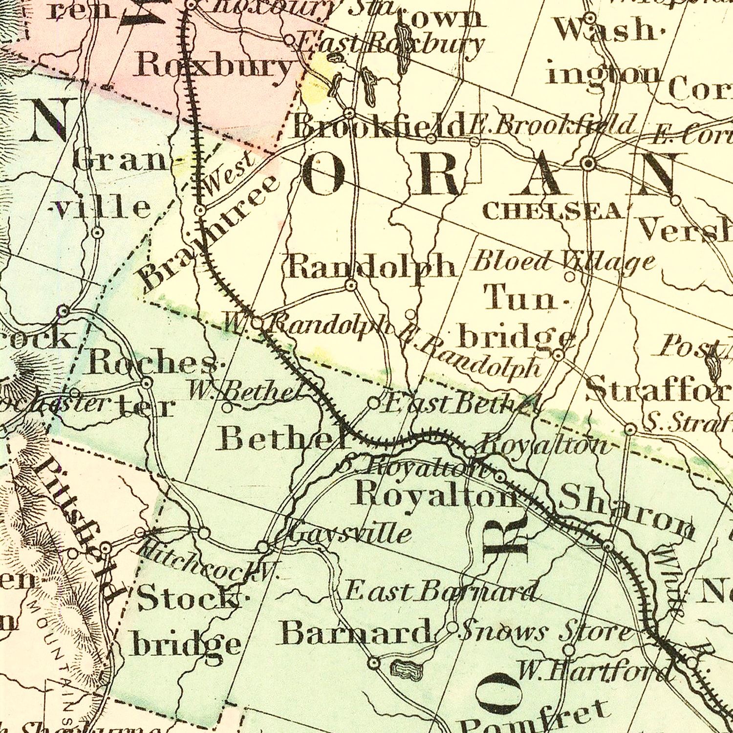 Vintage Map of Vermont 1855