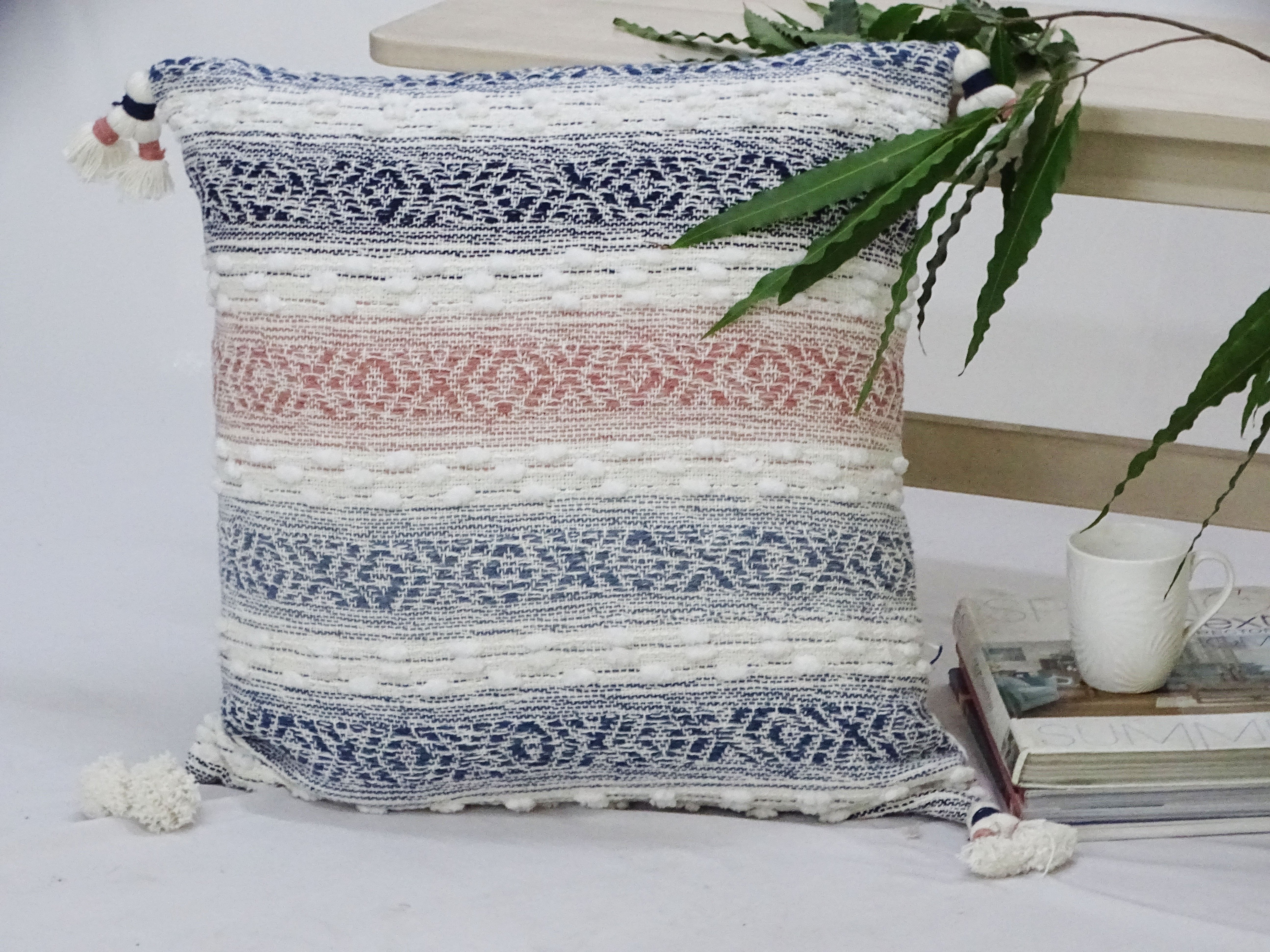 Throw Pillow for sofa with Tassels 22