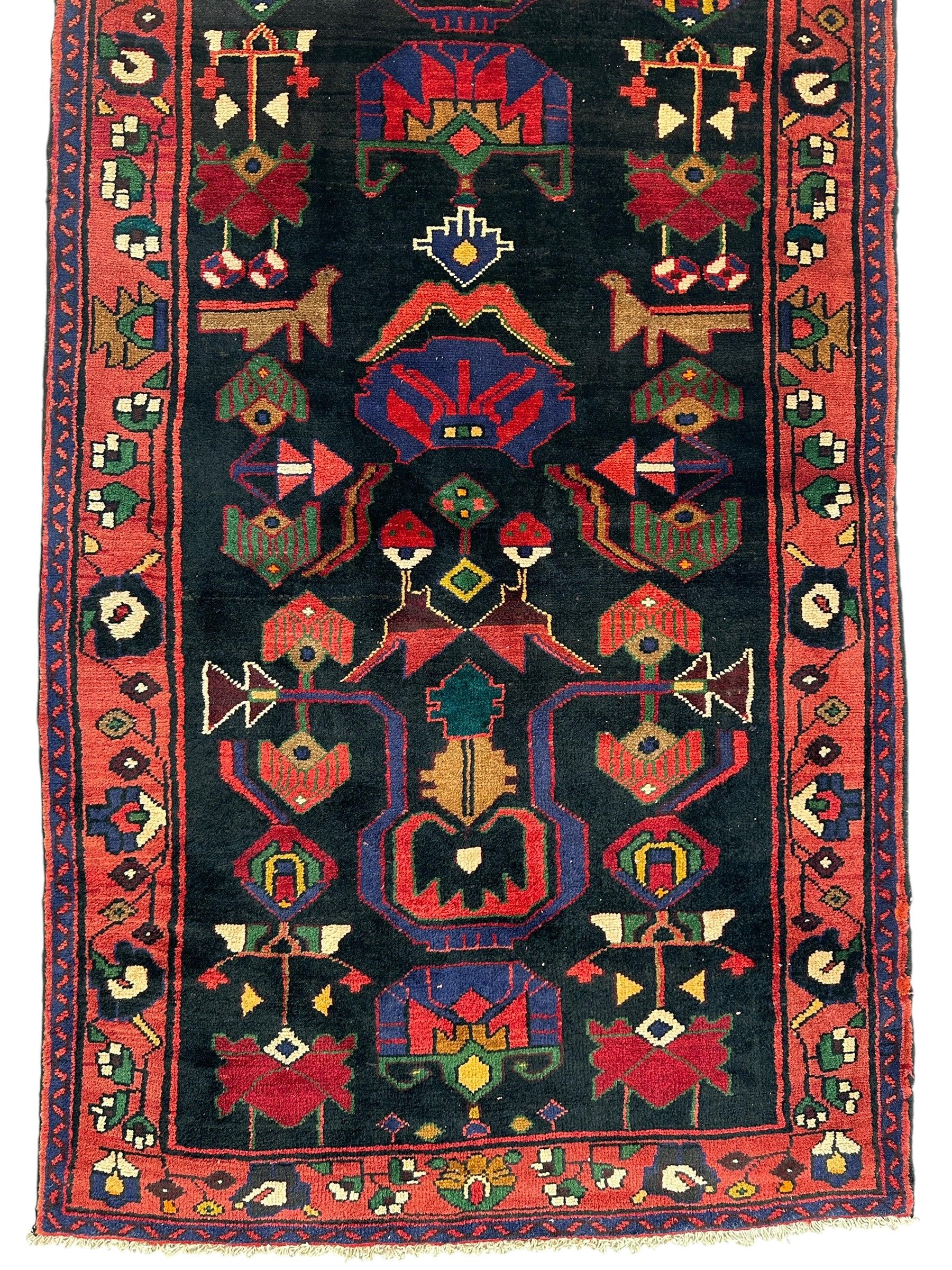 Hand-Knotted Persian Hamadan Runner - 3'6