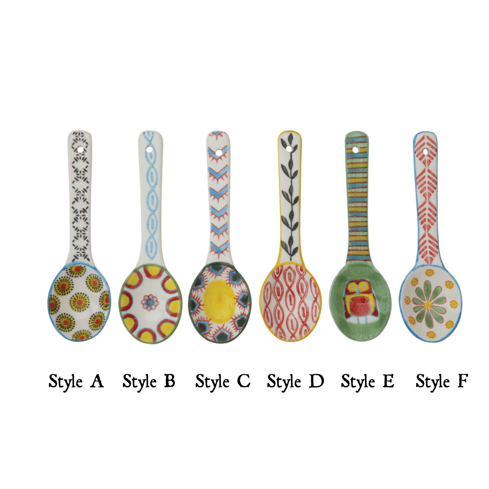 Hand-Painted Colorful Stoneware Spoons