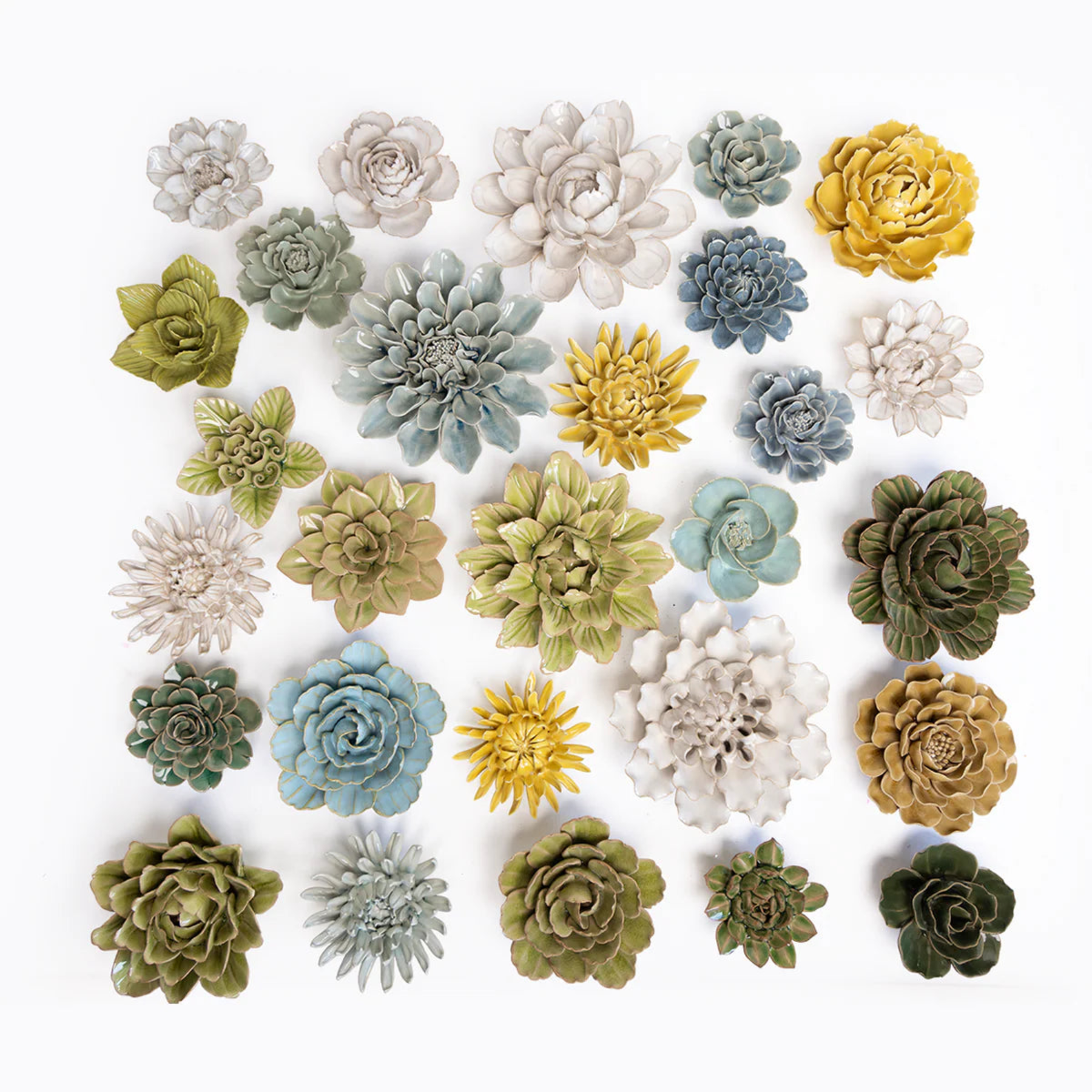 Ceramic Flower Wall Art Flower: Large Flower Green 6