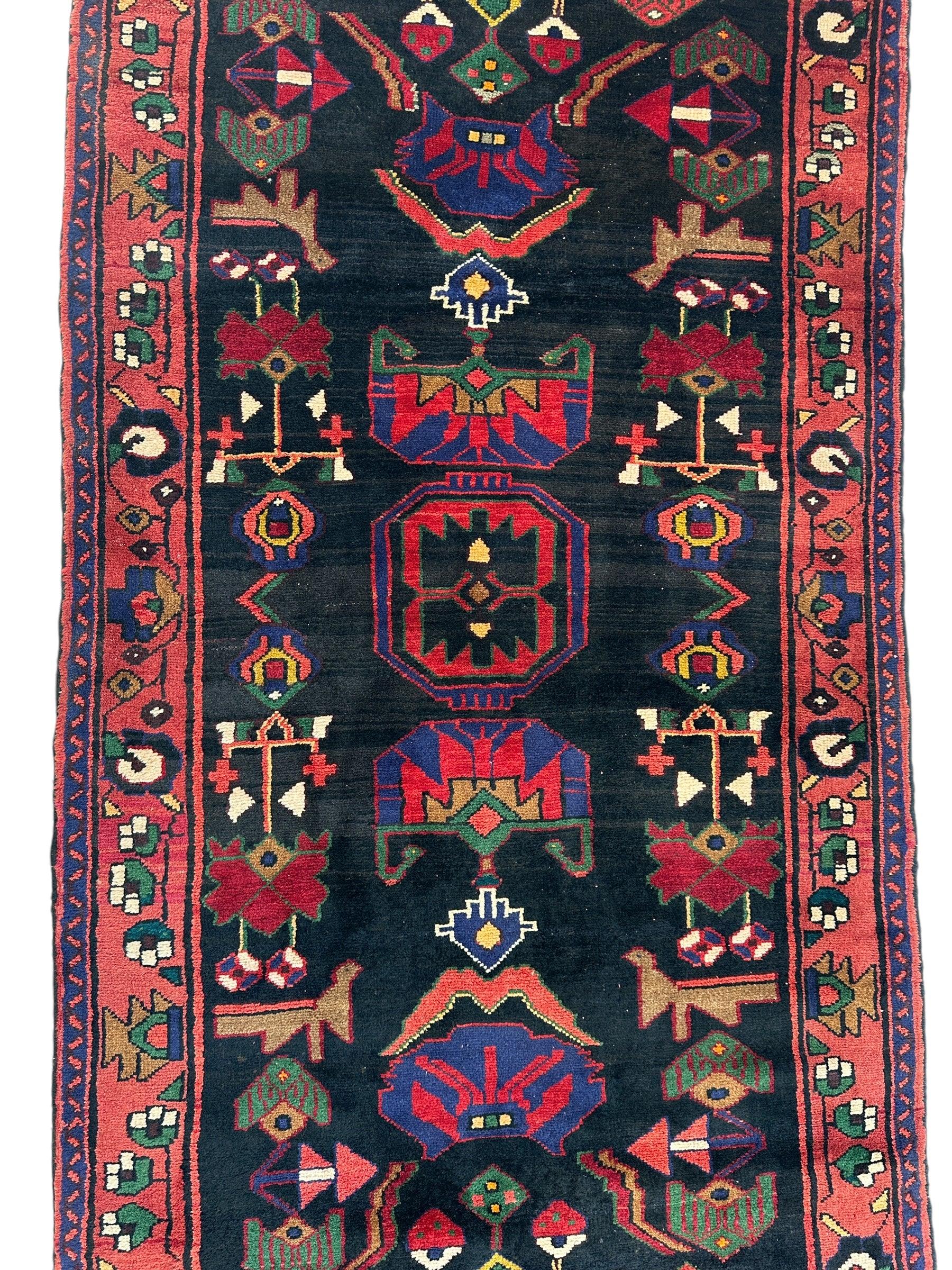 Hand-Knotted Persian Hamadan Runner - 3'6
