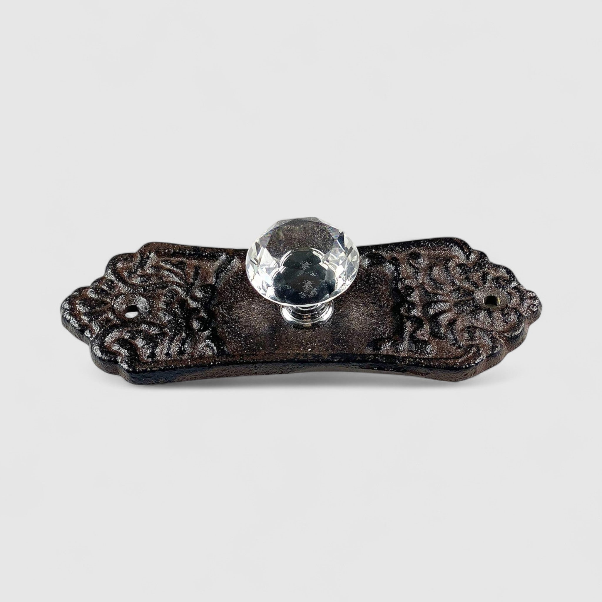 Crystal Drawer Pull, Cast Iron Vintage Cabinet Knob Hardware