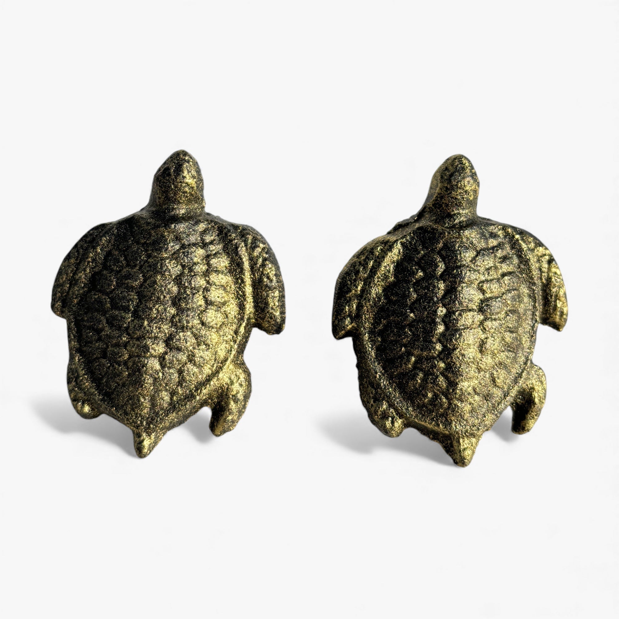 Sea Turtle Drawer Pull, Antique Gold Cast Iron Cabinet Knob