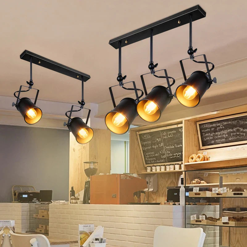 Vintage Loft Industrial Pendant Light - American Style Spotlight LED Lamp for Restaurant, Cafe, and Bar Decoration