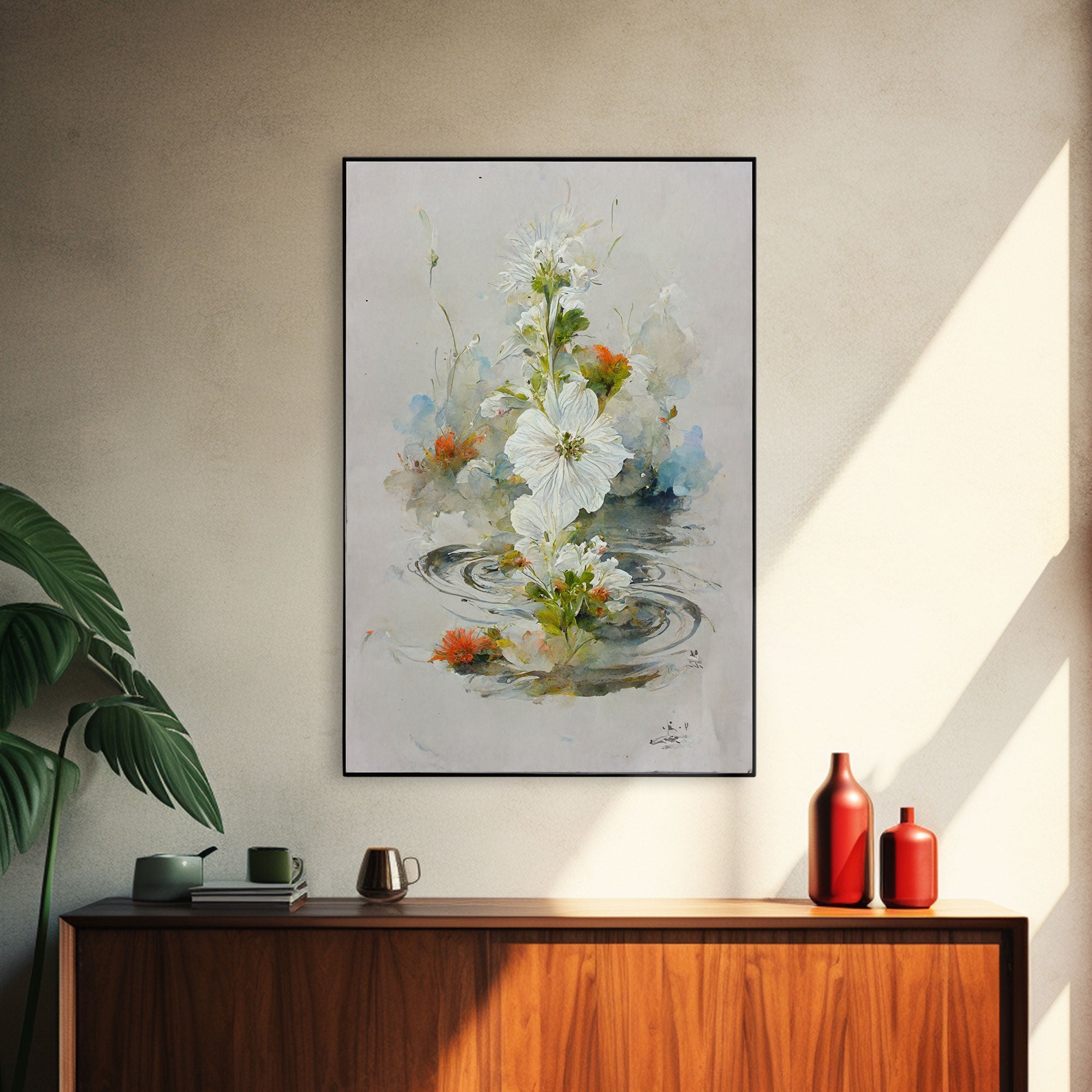 Flower Market Print, Botanical Wall Art, Floral Drawing Posters, Custom Wall Art, Canvas Print, Flower Pattern Wall Art