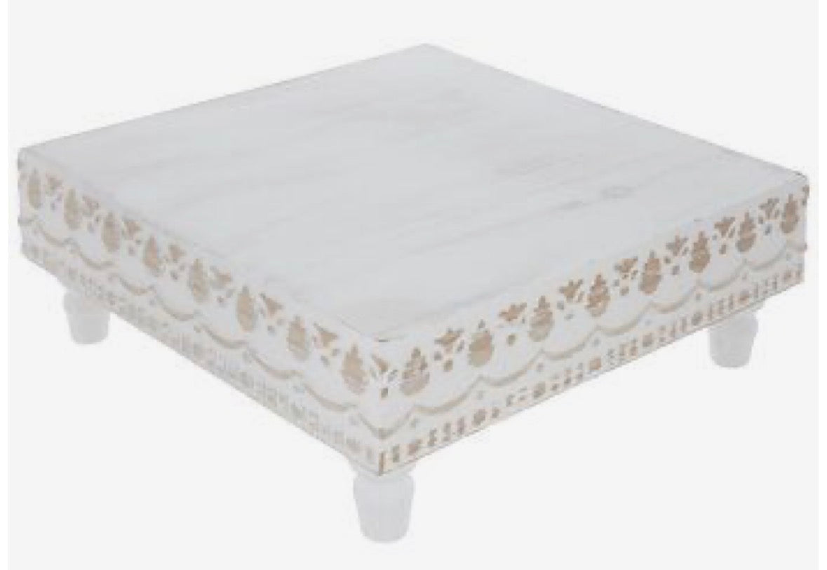 Whitewash Square Wood Riser (9.25")