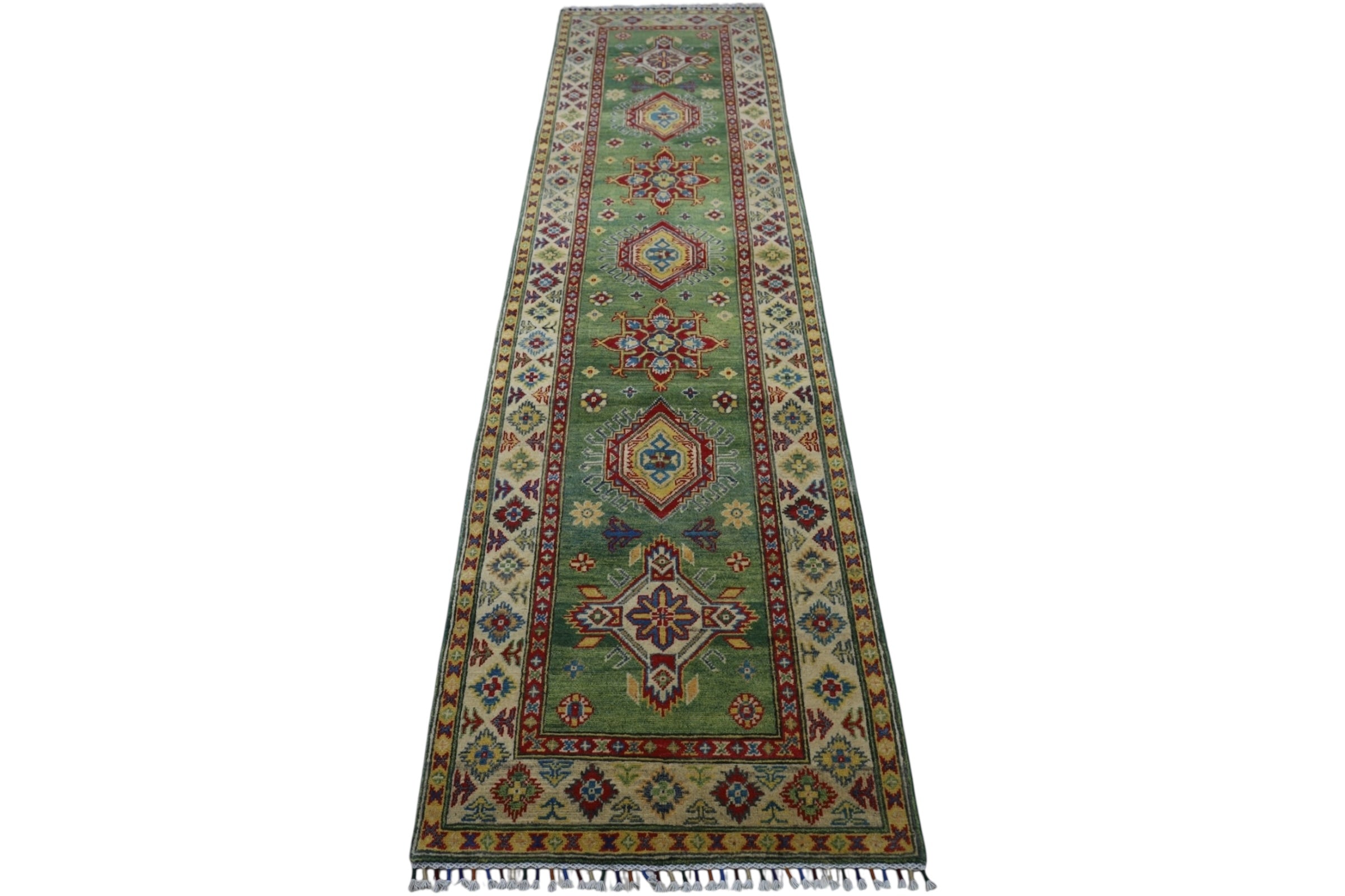 Hand-Knotted Afghani Kazak Wool Rug – 2’7″  x  9’8″