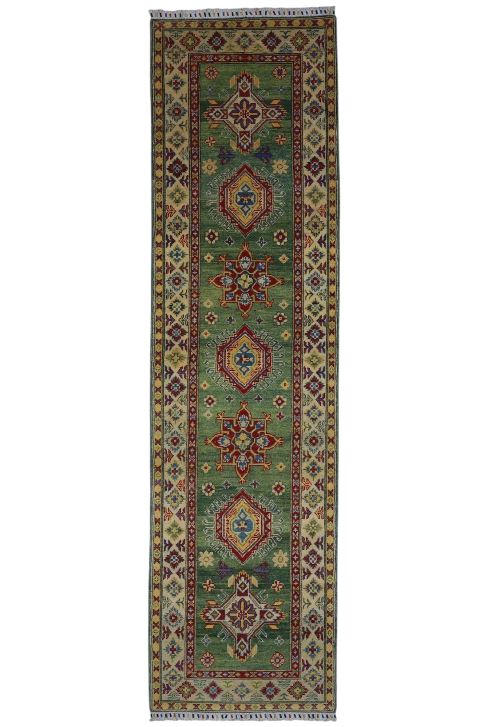 Hand-Knotted Afghani Kazak Wool Rug – 2’7″  x  9’8″