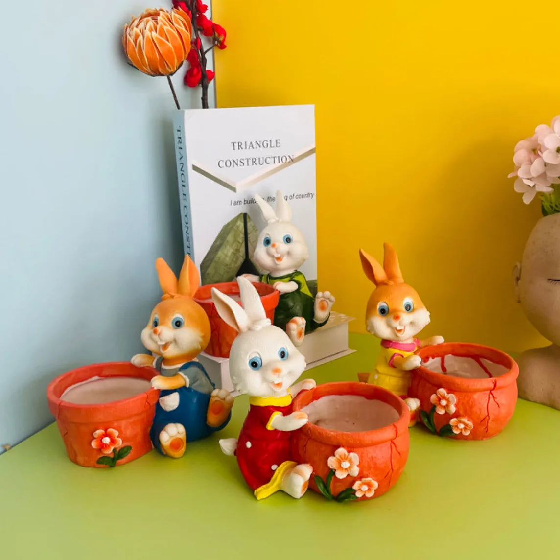 DecorBites™ Cartoon Bunny Rabbit Flower Pot | Cute Indoor Succulent Planter Garden Decor