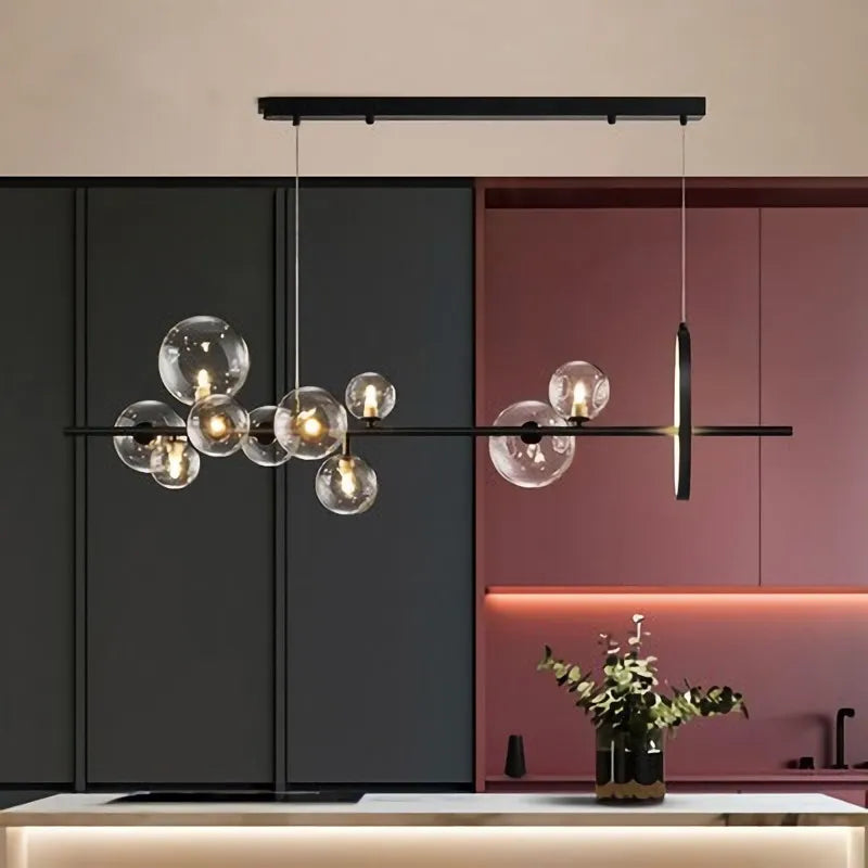 Contemporary LED Glass Ball Pendant Lamps - Elegant Lighting for Dining, Kitchen, and Home Decor