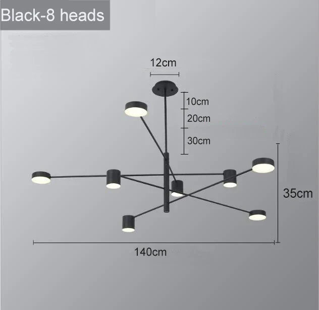 Swivel LED Chandelier - Versatile for Living, Dining, Office - Sleek Black Pendant Light - Modern Home Decor