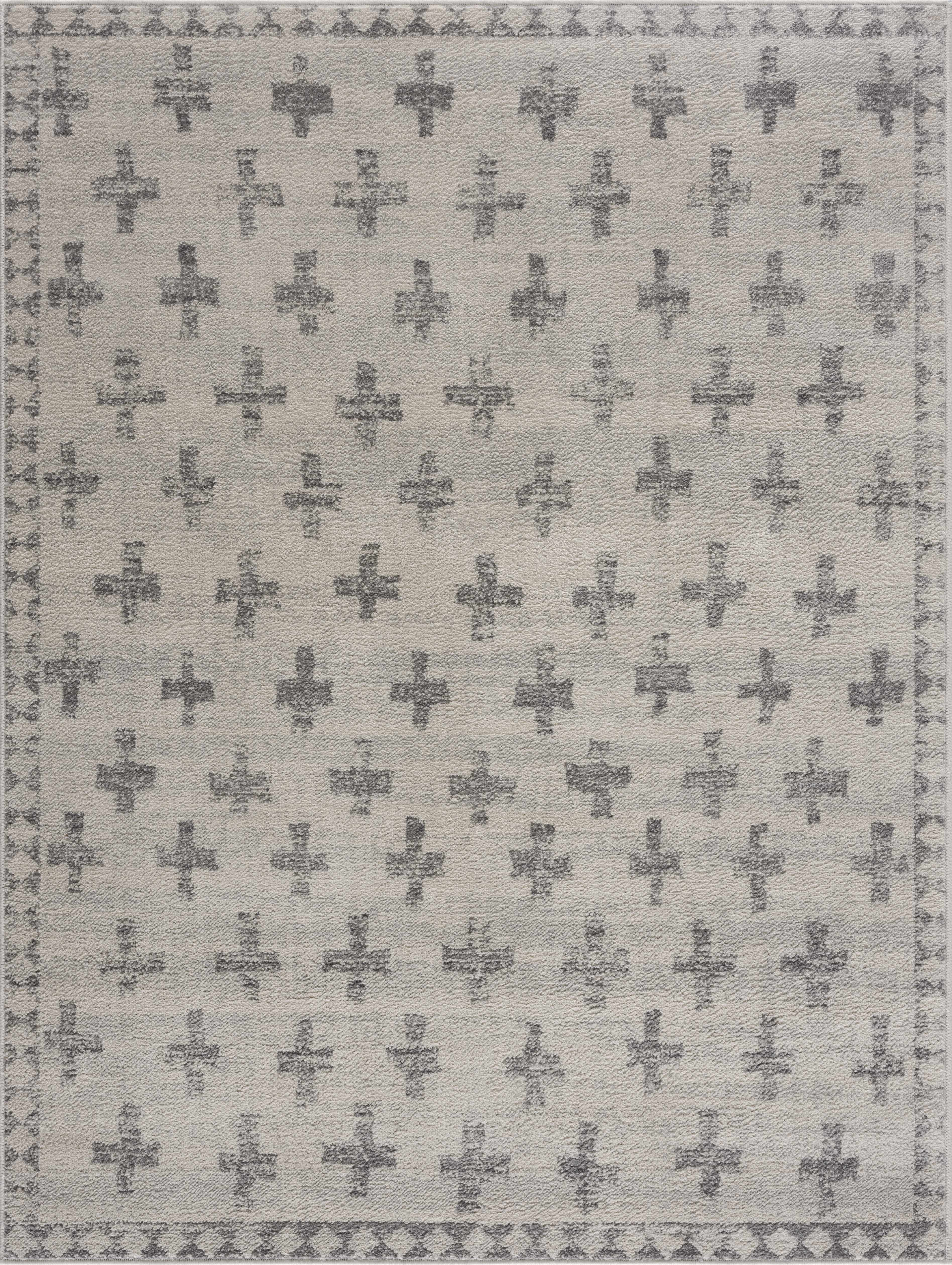 Tigris Swiss Cross Ivory & Gray 2322 Area Rug
