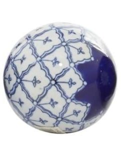 Blue Ceramic Floral Handmade Glossy Decorative Orbs & Vase Filler
