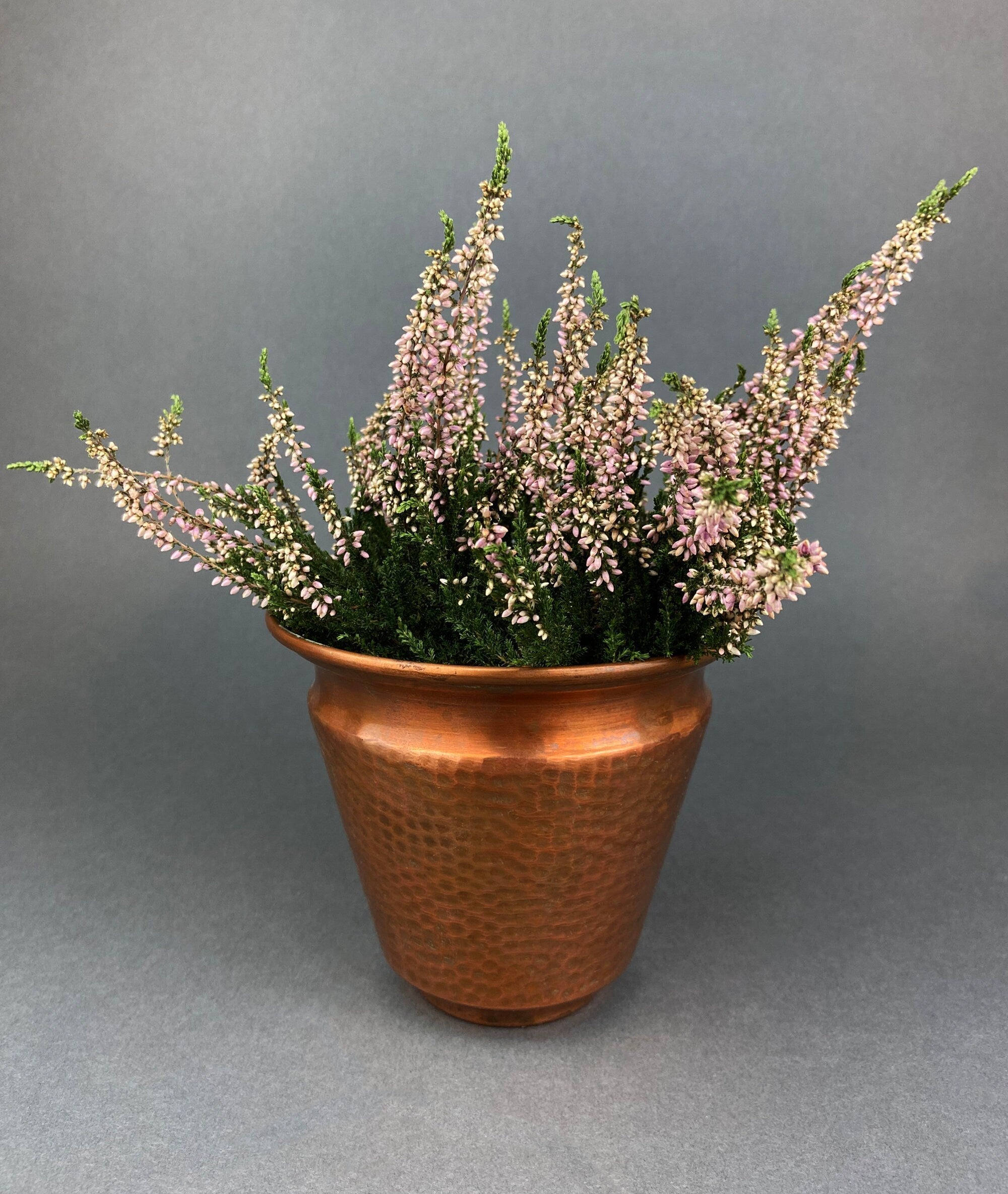 Antique Hand Hammered Brass & Copper Jardiniere Footed Flower Pot Vase. Herb Growing Container. Rustic Table Decor. 19th C Imperial Russia.