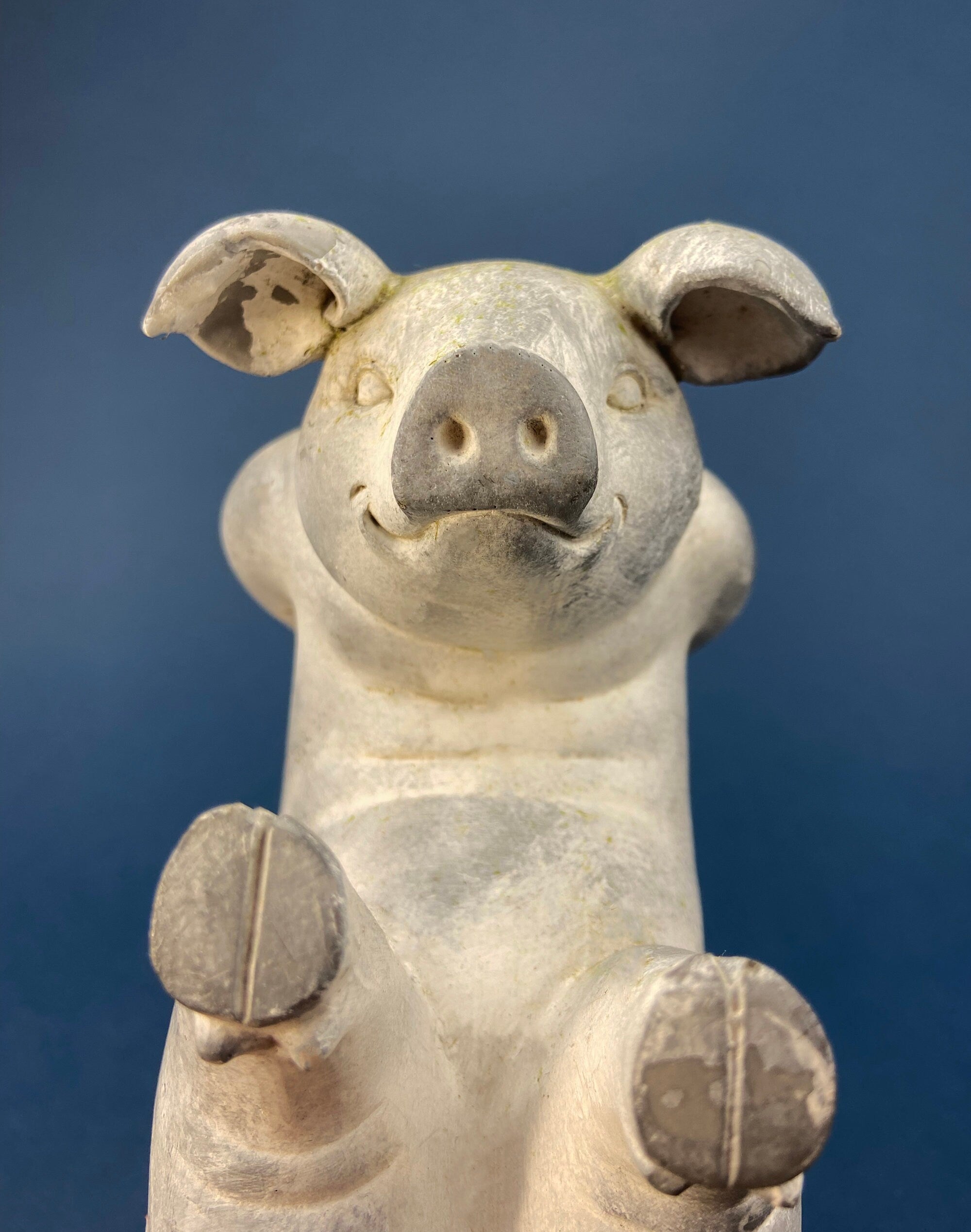 Funny Piglet Figurine. Frolicking and Smiling Pig.  Animal Lovers. Animal Themed Kitchen, Kids Room, or Gift for Pig Lovers.