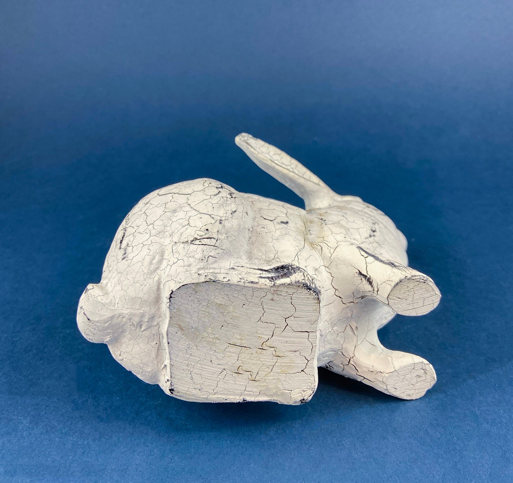 Rustic Bunny Figurine. Rabbit with Cracked Paint Texture. Vintage Easter Display. Spring Celebration. Modern Farmhouse Living. Kids Room.