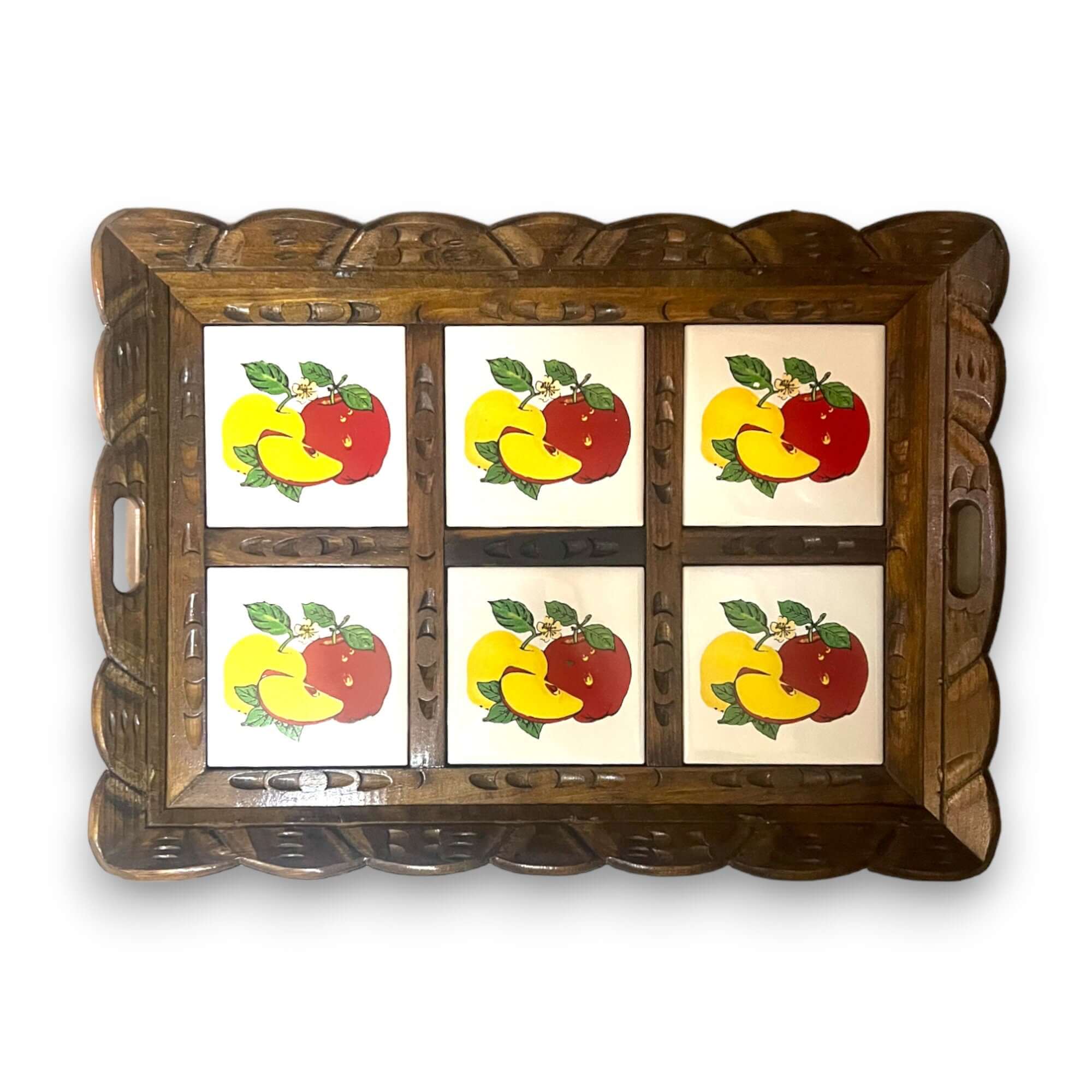 Handcrafted Talavera Tile Serving Tray | Mexican Wooden Tray