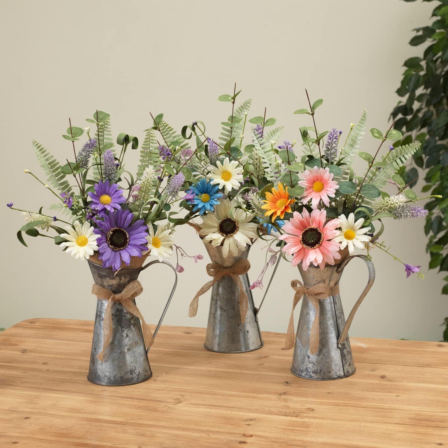 Daisy Flower in Metal Watering Can - 18