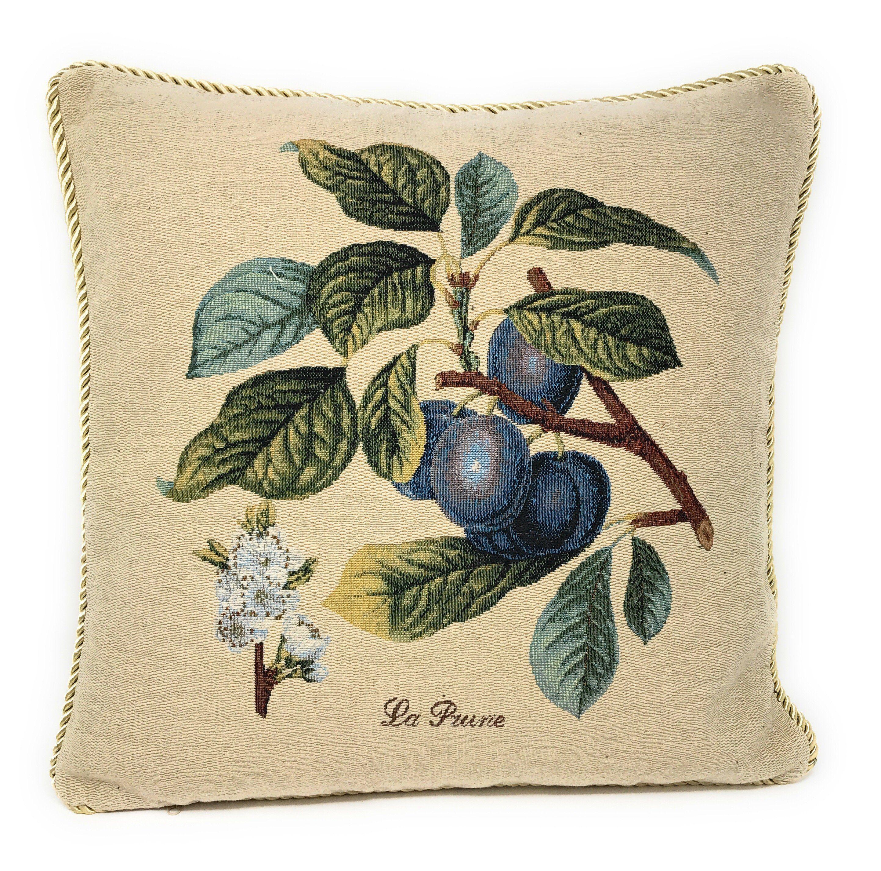 DaDa Bedding Set of 2-Pieces Sugar Plum Fruits Garden Tapestry Throw Pillow Covers w/ Inserts, 18